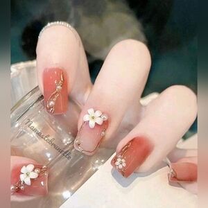 2/$16 3D Floral Pearls Glitter Press On Nails